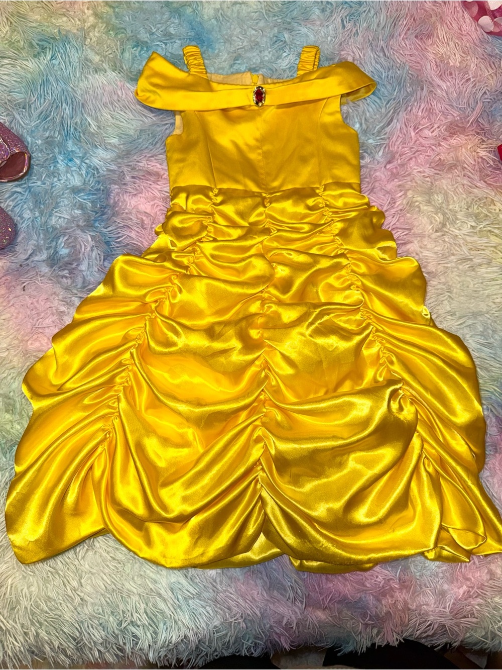 Girls' Yellow Satin Princess Dress